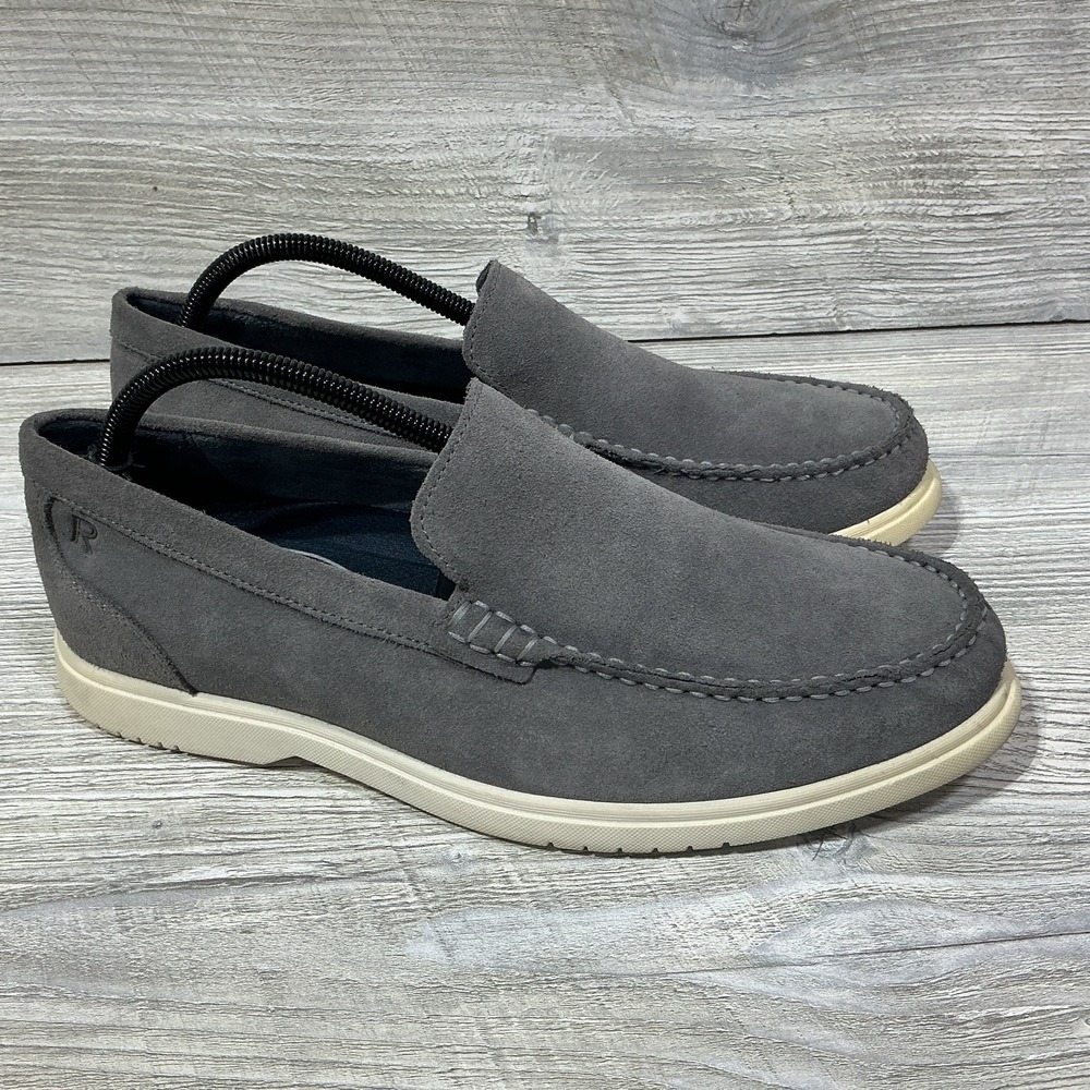 Rockport Jensen Mens Gray Suede Driving Loafers Slip Ons Casual Shoes Size 9 M